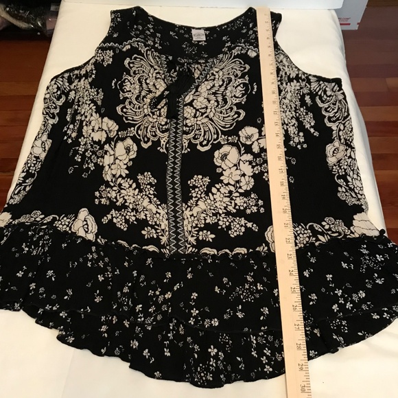 BILA Floral Tunic Sleeveless Tassel Tie Ruffle Hem Embroidered Boho Top Size XXL - Picture 14 of 16